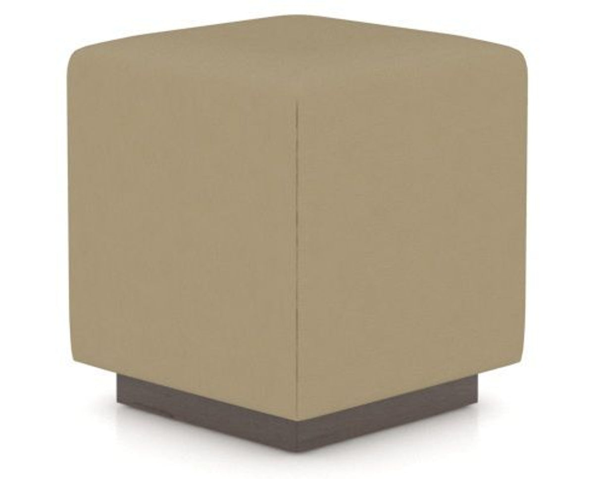 Canadel Loft Upholstered Bench 5169 in XY Faux Leather and 29 Hazelnut Washed, three-quarter view