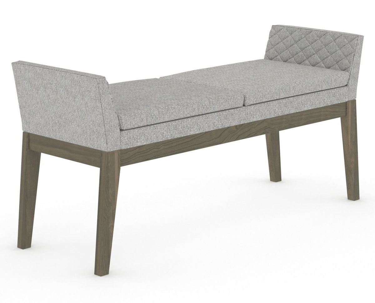 Canadel Downtown Upholstered Bench 5170 in 7C Fabric and 08 Shadow, three-quarter view