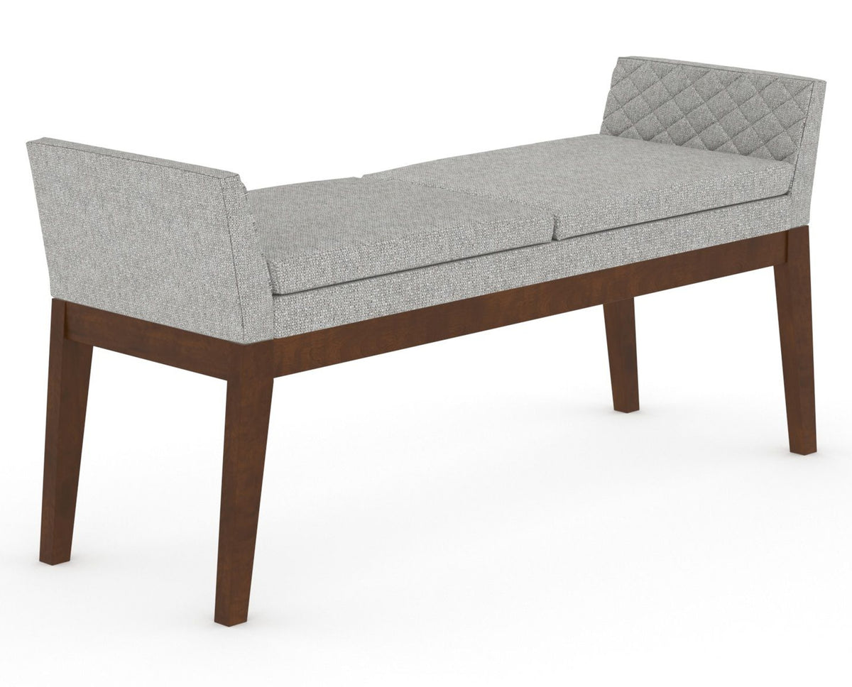 Canadel Downtown Upholstered Bench 5170 in 7C Fabric and 19 Cognac Washed, three-quarter view
