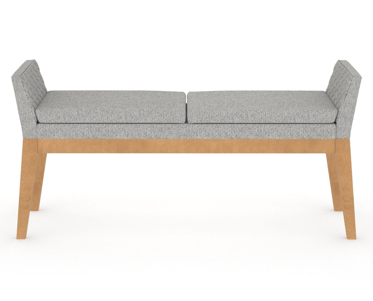 Canadel Downtown Upholstered Bench 5170 in 7C Fabric and 20 Caramel Washed, front view