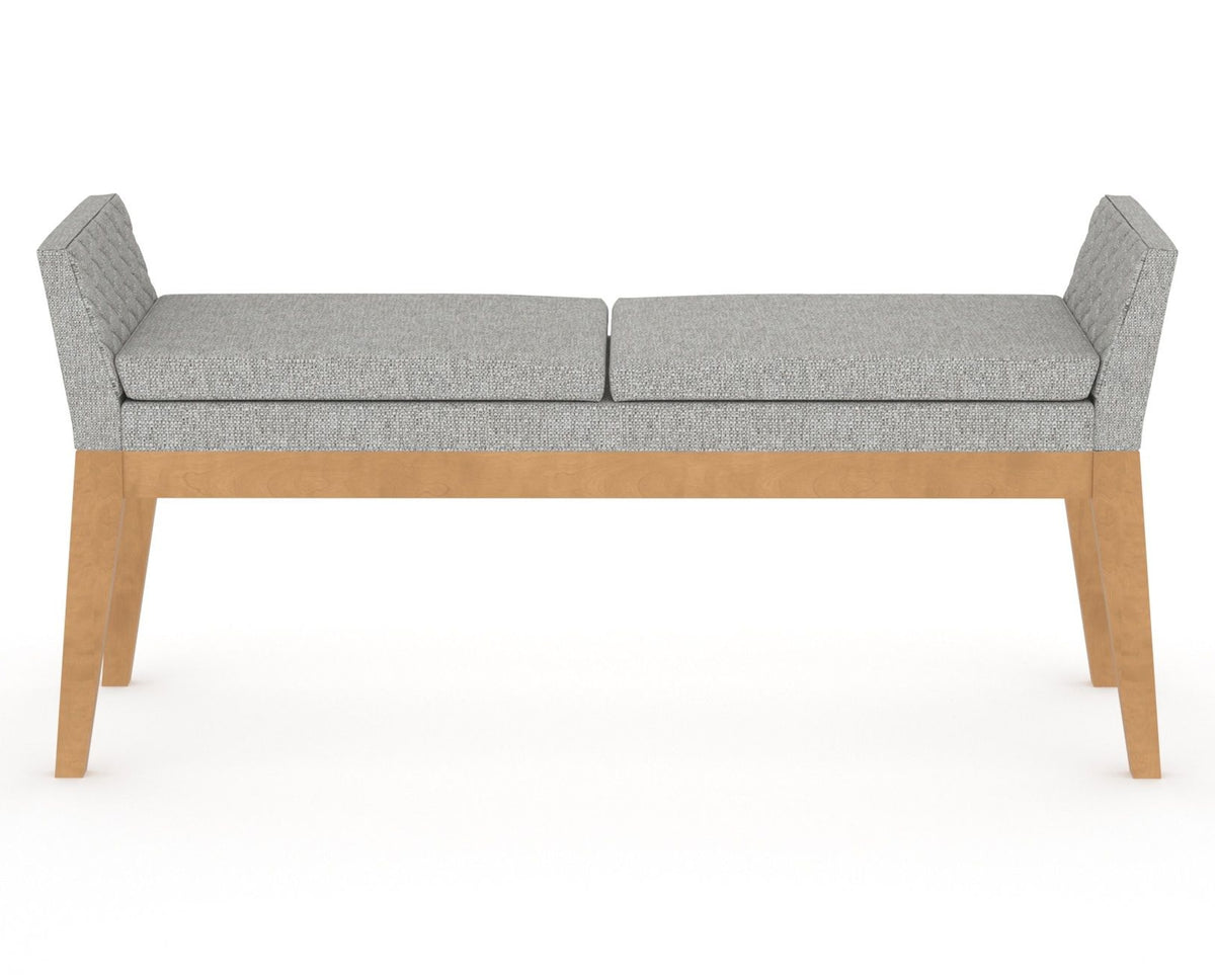 Canadel Downtown Upholstered Bench 5170 in 7C Fabric and 20 Caramel Washed, back view