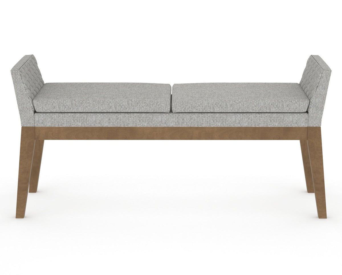Canadel Downtown Upholstered Bench 5170 in 7C Fabric and 25 Pecan Washed, back view