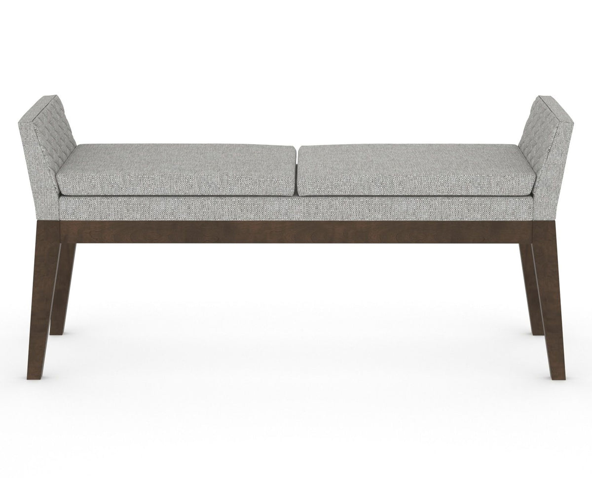Canadel Downtown Upholstered Bench 5170 in 7C Fabric and 29 Hazelnut Washed, back view