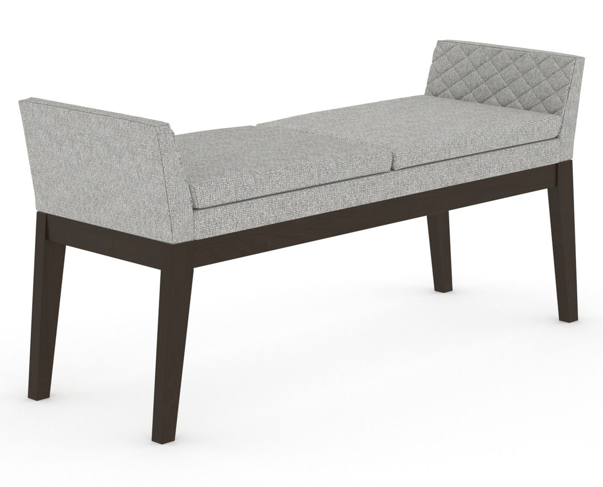Canadel Downtown Upholstered Bench 5170 in 7C Fabric and 59 Davy's Grey, three-quarter view