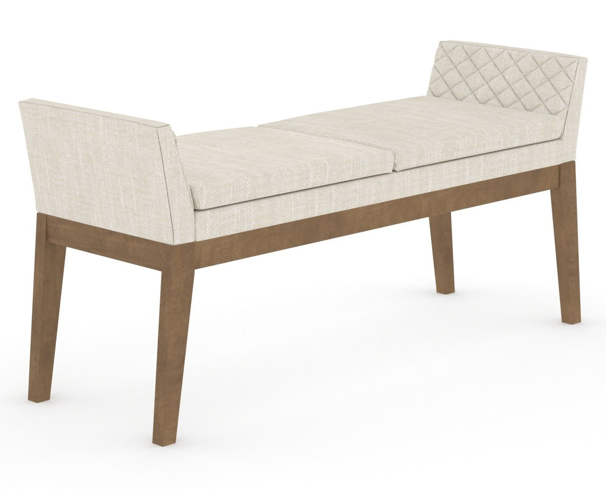 Canadel Downtown Upholstered Bench 5170 in FT InsideOut® and 25 Pecan Washed, three-quarter view