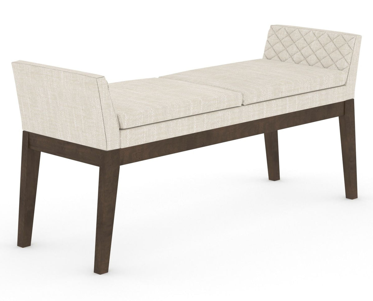 Canadel Downtown Upholstered Bench 5170 in FT InsideOut® and 29 Hazelnut Washed, three-quarter view