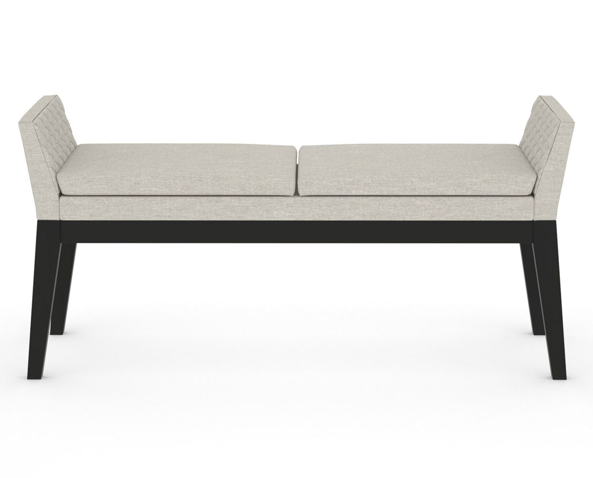 Canadel Downtown Upholstered Bench 5170 in TB Fabric and 05 Peppercorn Washed, back view