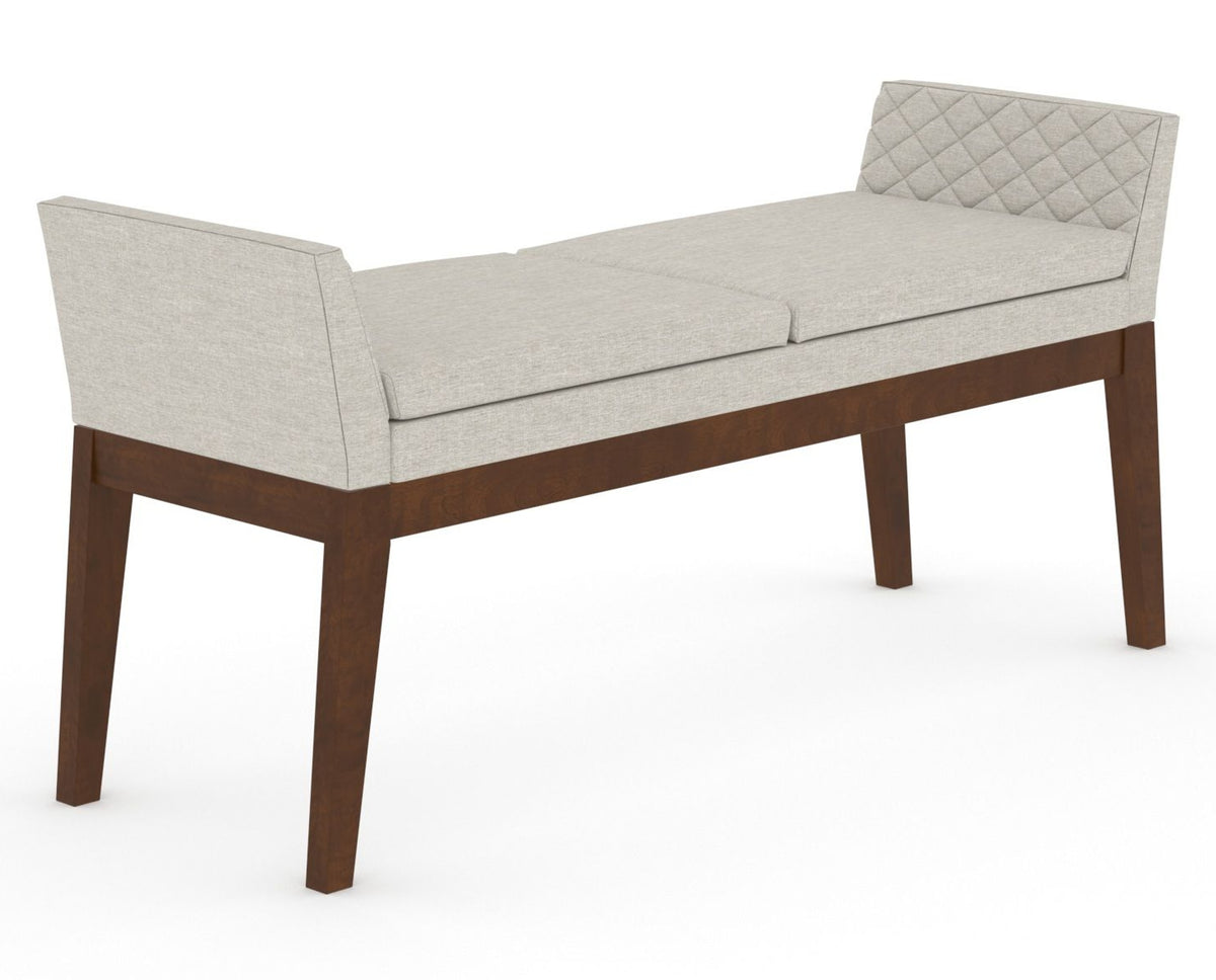 Canadel Downtown Upholstered Bench 5170 in TB Fabric and 19 Cognac Washed, three-quarter view