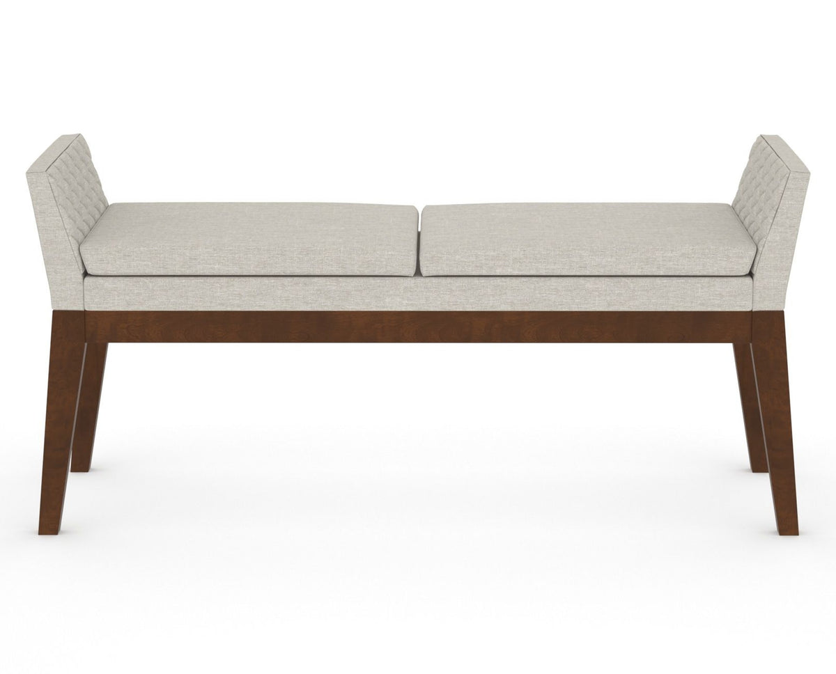 Canadel Downtown Upholstered Bench 5170 in TB Fabric and 19 Cognac Washed, back view