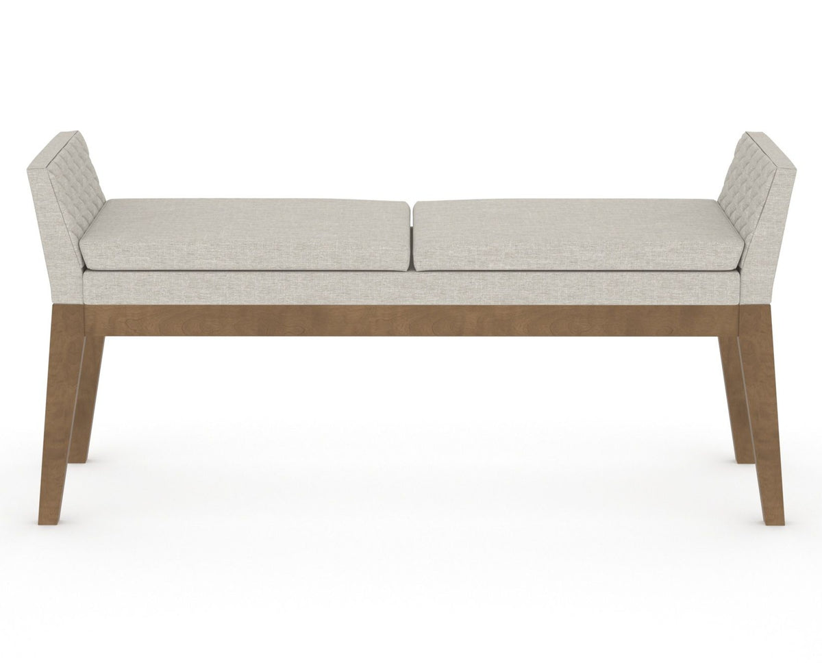 Canadel Downtown Upholstered Bench 5170 in TB Fabric and 25 Pecan Washed, front view