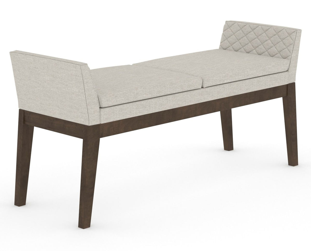Canadel Downtown Upholstered Bench 5170 in TB Fabric and 29 Hazelnut Washed, three-quarter view