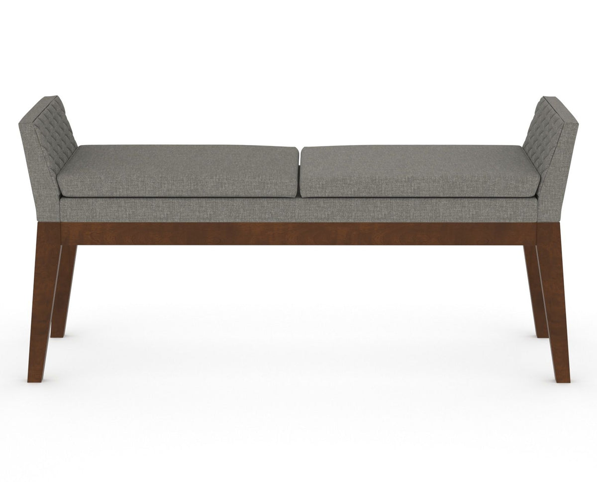 Canadel Downtown Upholstered Bench 5170 in TN Fabric and 19 Cognac Washed, back view