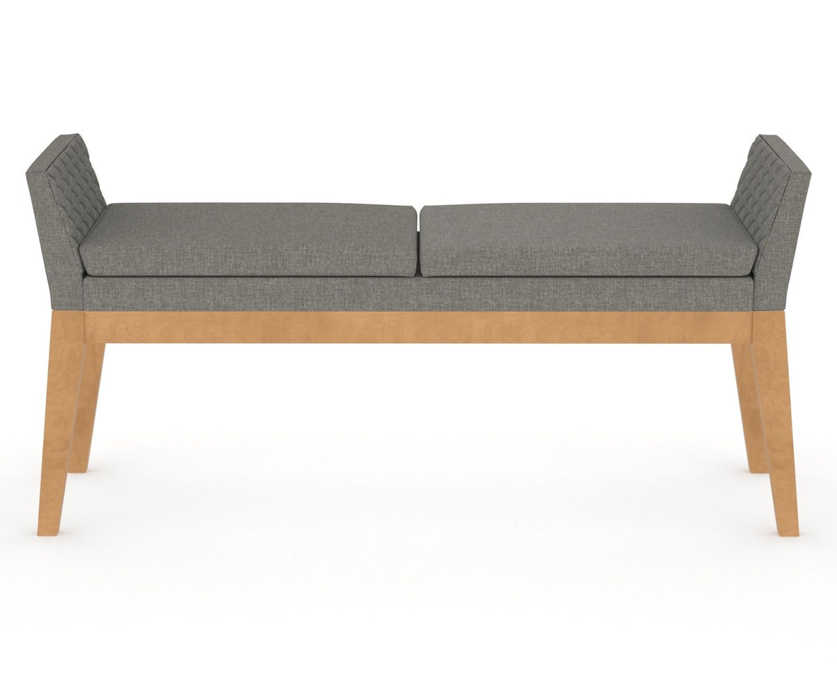 Canadel Downtown Upholstered Bench 5170 in TN Fabric and 20 Caramel Washed, front view
