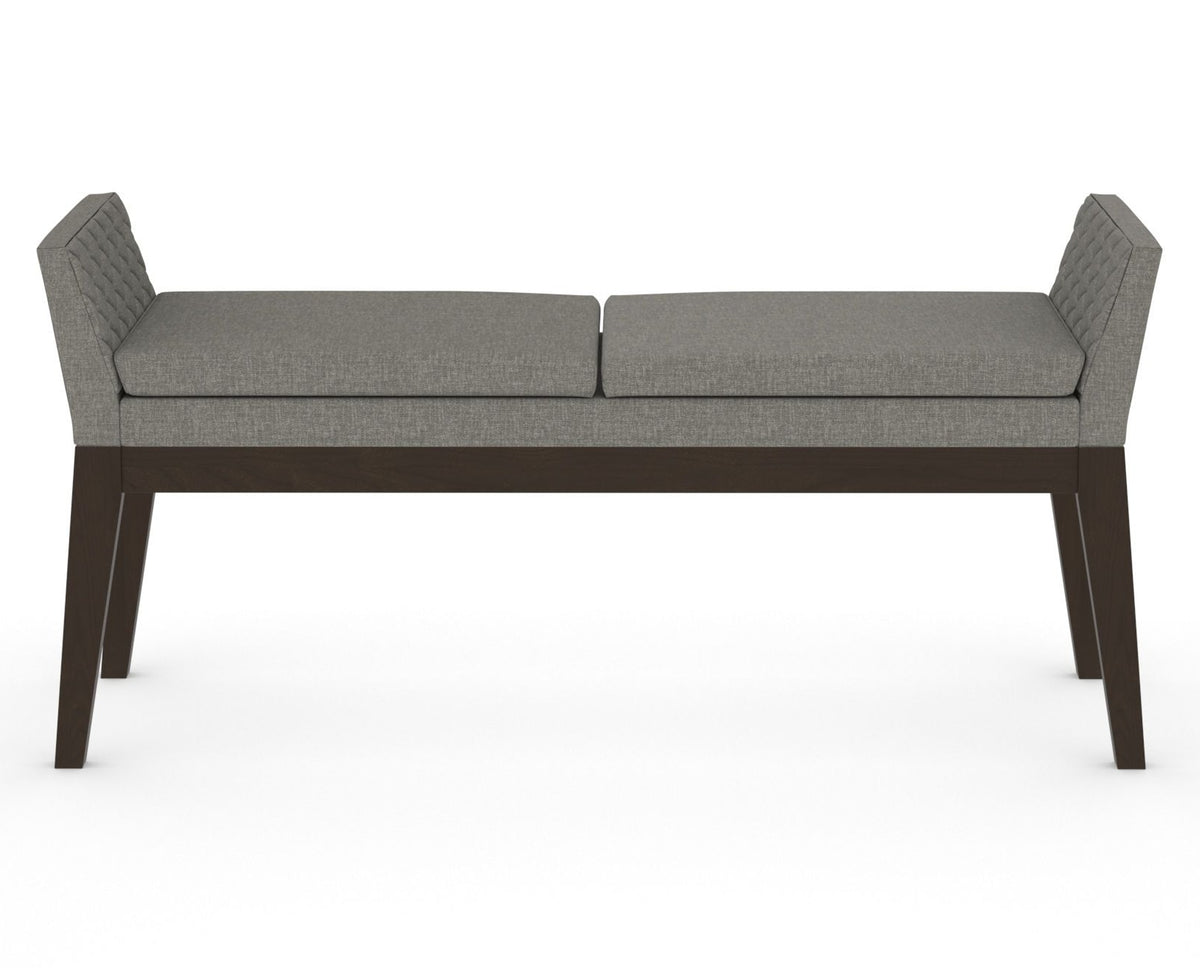 Canadel Downtown Upholstered Bench 5170 in TN Fabric and 59 Davy's Grey, back view