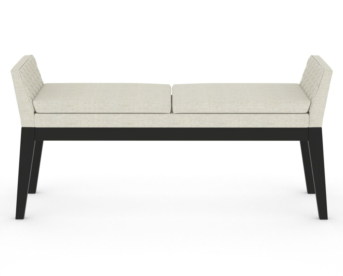 Canadel Downtown Upholstered Bench 5170 in TW Fabric and 05 Peppercorn Washed, front view