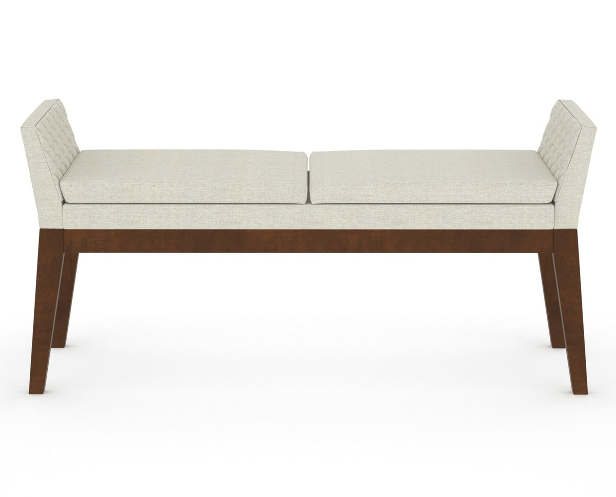 Canadel Downtown Upholstered Bench 5170 in TW Fabric and 19 Cognac Washed, front view