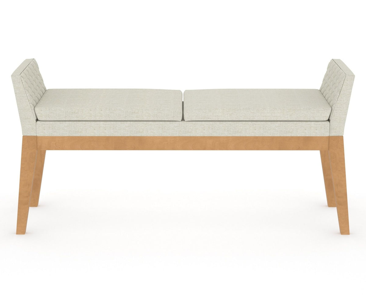 Canadel Downtown Upholstered Bench 5170 in TW Fabric and 20 Caramel Washed, front view