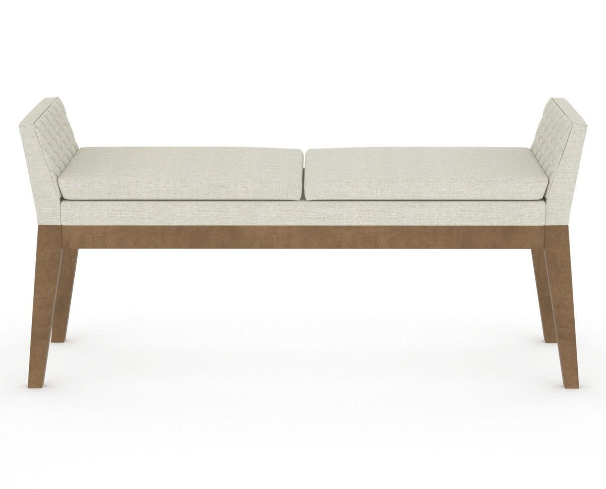 Canadel Downtown Upholstered Bench 5170 in TW Fabric and 25 Pecan Washed, back view