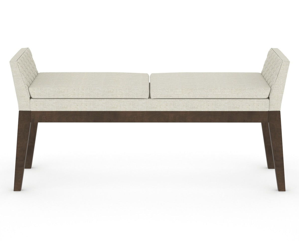 Canadel Downtown Upholstered Bench 5170 in TW Fabric and 29 Hazelnut Washed, front view