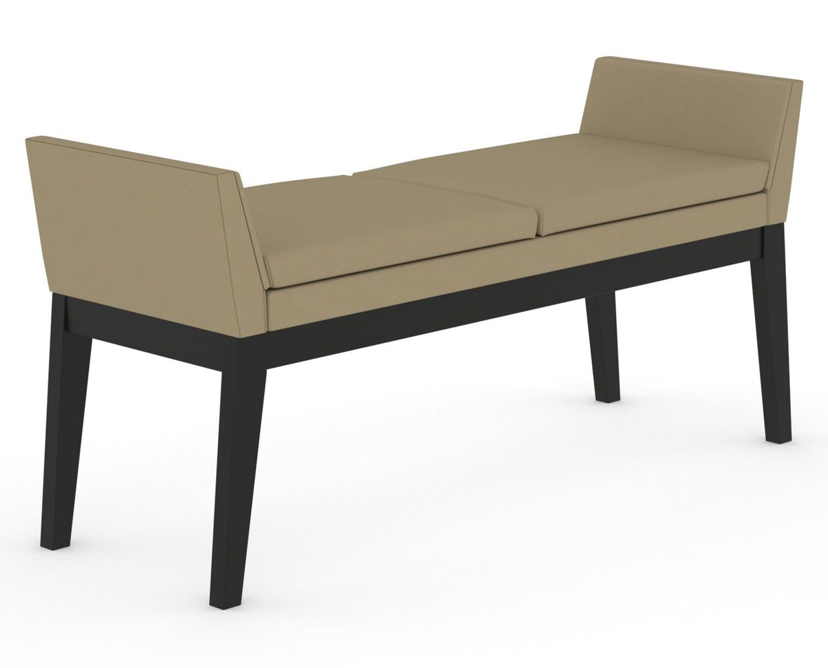 Canadel Downtown Upholstered Bench 5170 in XY Faux Leather and 05 Peppercorn Washed, three-quarter view