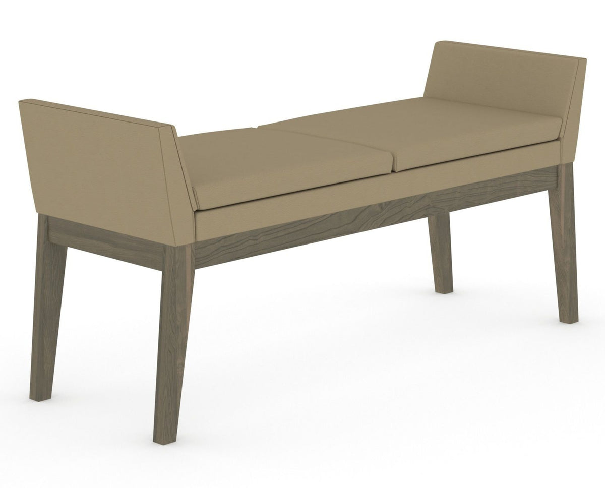 Canadel Downtown Upholstered Bench 5170 in XY Faux Leather and 08 Shadow, three-quarter view