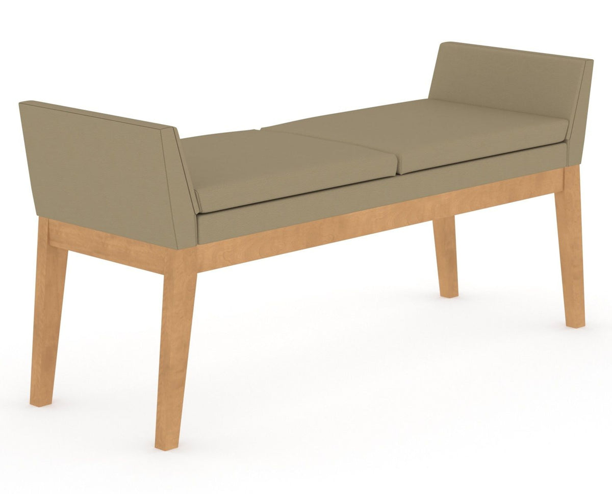 Canadel Downtown Upholstered Bench 5170 in XY Faux Leather and 20 Caramel Washed, three-quarter view