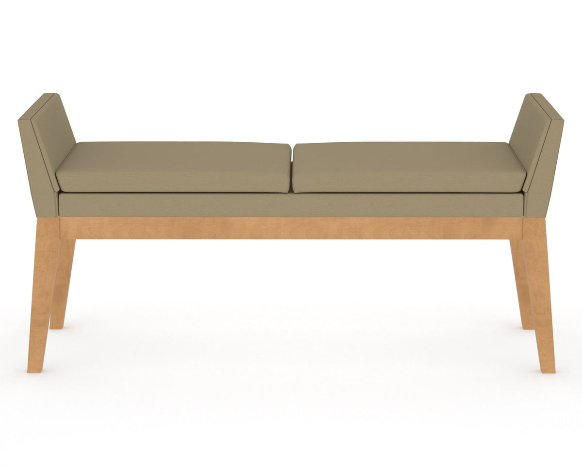 Canadel Downtown Upholstered Bench 5170 in XY Faux Leather and 20 Caramel Washed, back view