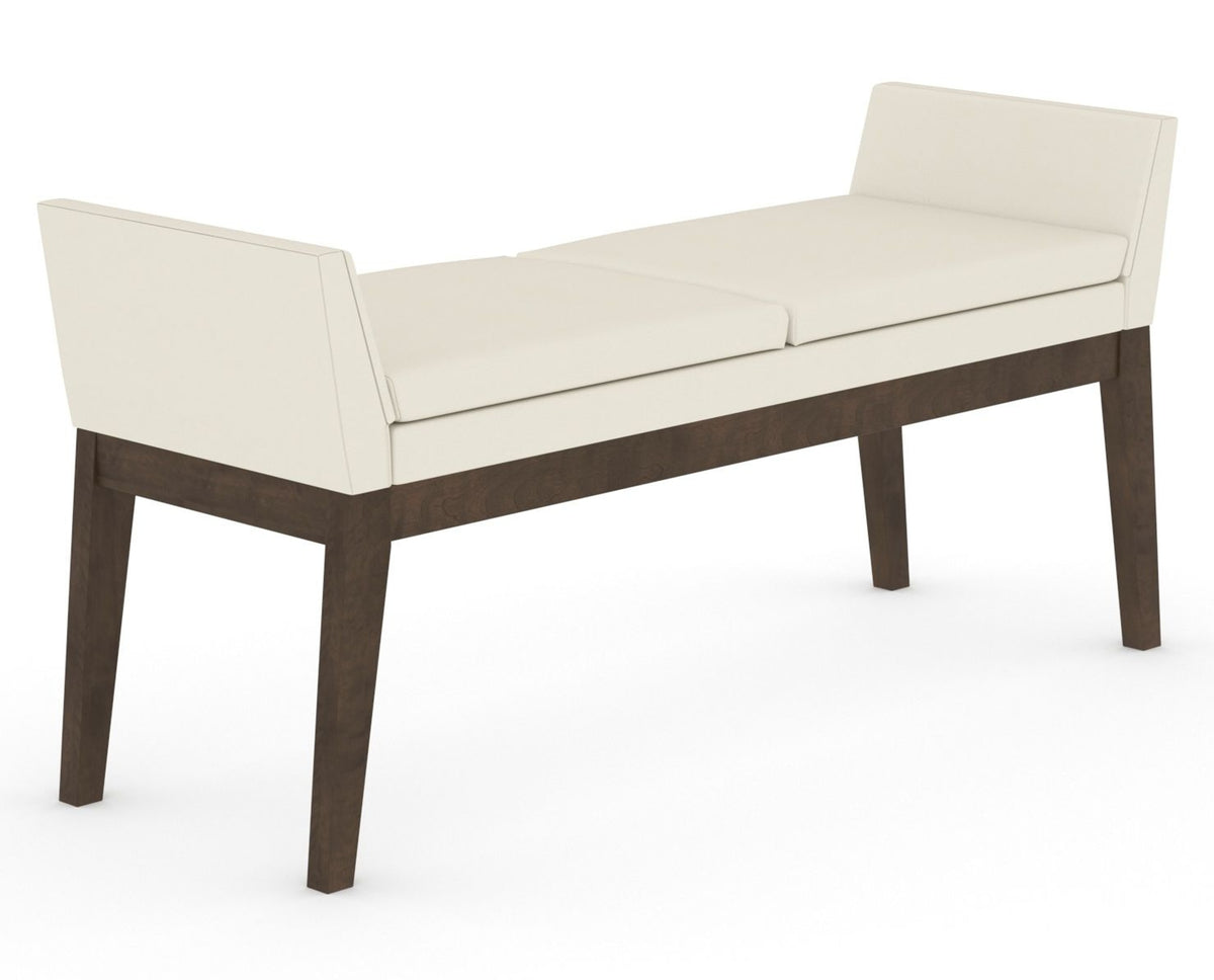 Canadel Downtown Upholstered Bench 5170 in YJ Faux Leather and 29 Hazelnut Washed, three-quarter view