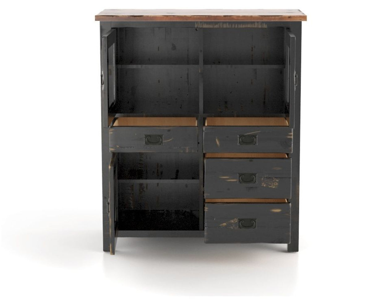 Canadel Champlain Buffet 4248 in 63 Black / 33 Spice Washed, fully open view
