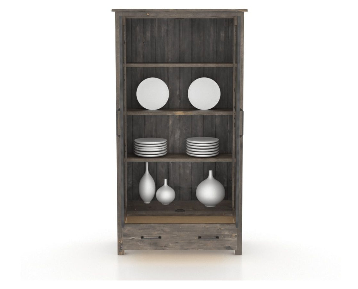 Canadel Champlain Farmhouse Buffet in Shadow, fully open view