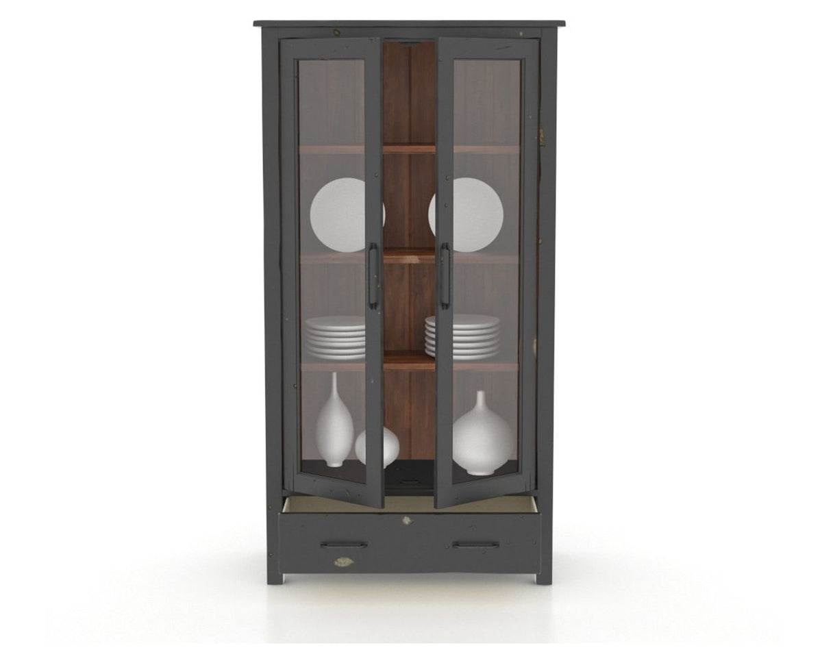 Canadel Champlain Farmhouse Buffet in Black and Spice Washed, open view