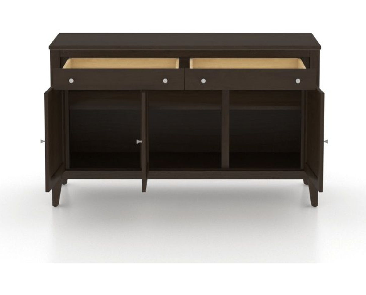 Canadel Shaker Buffet in Davy's Grey, fully open view
