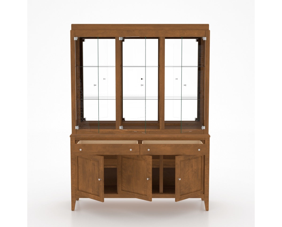 Canadel Buffet 6000 in Oak Washed Hutch, open view