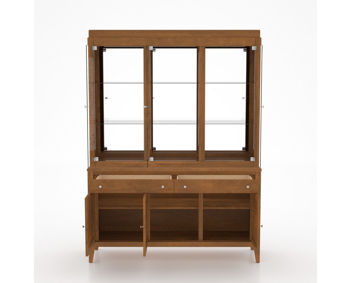 Canadel Buffet 6000 in Oak Washed Hutch, fully open view