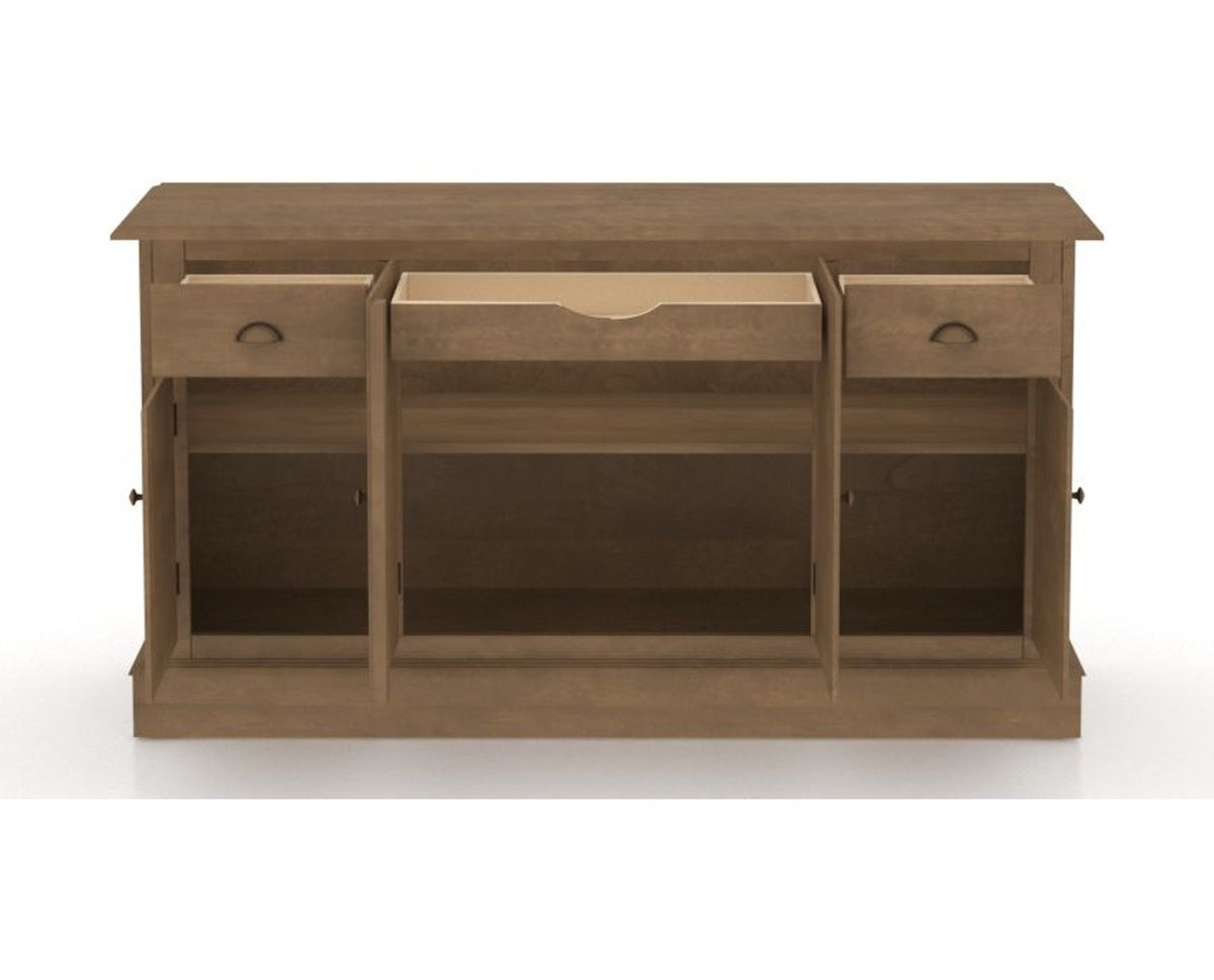 Canadel Buffet 6002 in 25 Pecan Washed, fully open view