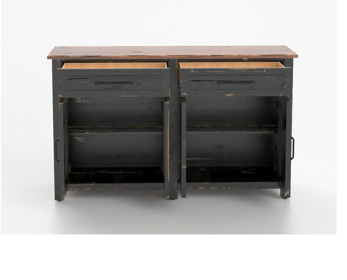 Canadel Champlain Buffet in Black and Spice Washed, fully open view