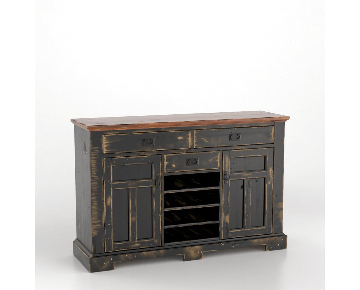 Canadel Champlain Colonial Buffet in Black and Spice Washed, three-quarter view