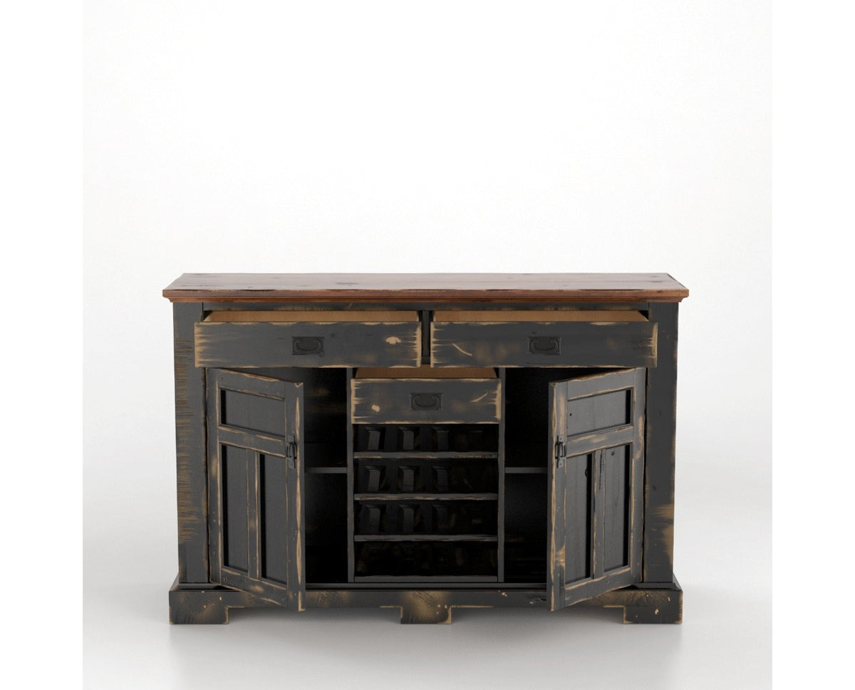 Canadel Champlain Colonial Buffet in Black and Spice Washed, open view