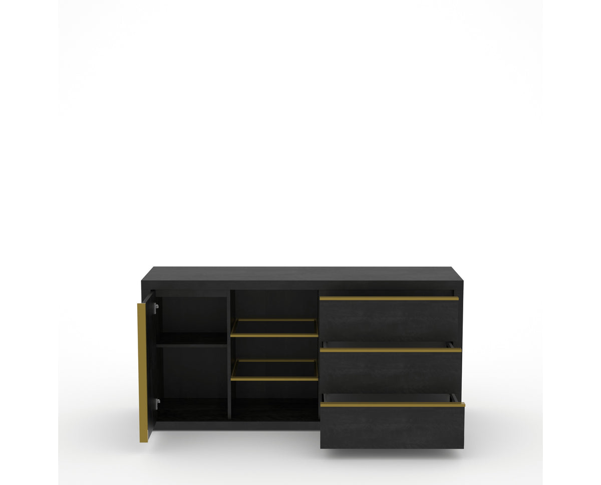 Canadel Modern Linear Buffet in Dark Smoke, fully open view