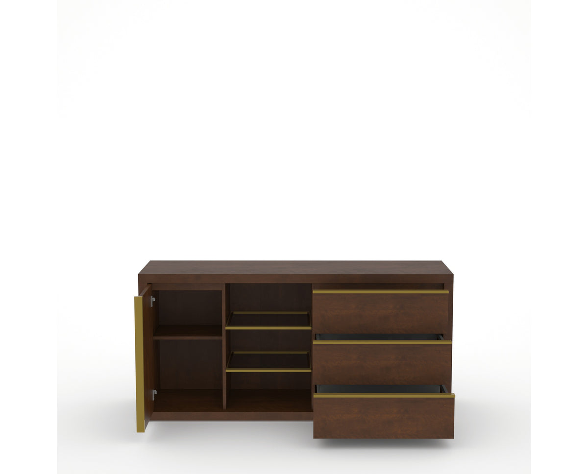 Canadel Modern Linear Buffet in Cognac Washed, fully open view