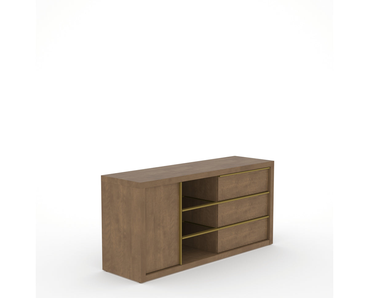Canadel Modern Linear Buffet in Pecan Washed, three-quarter view