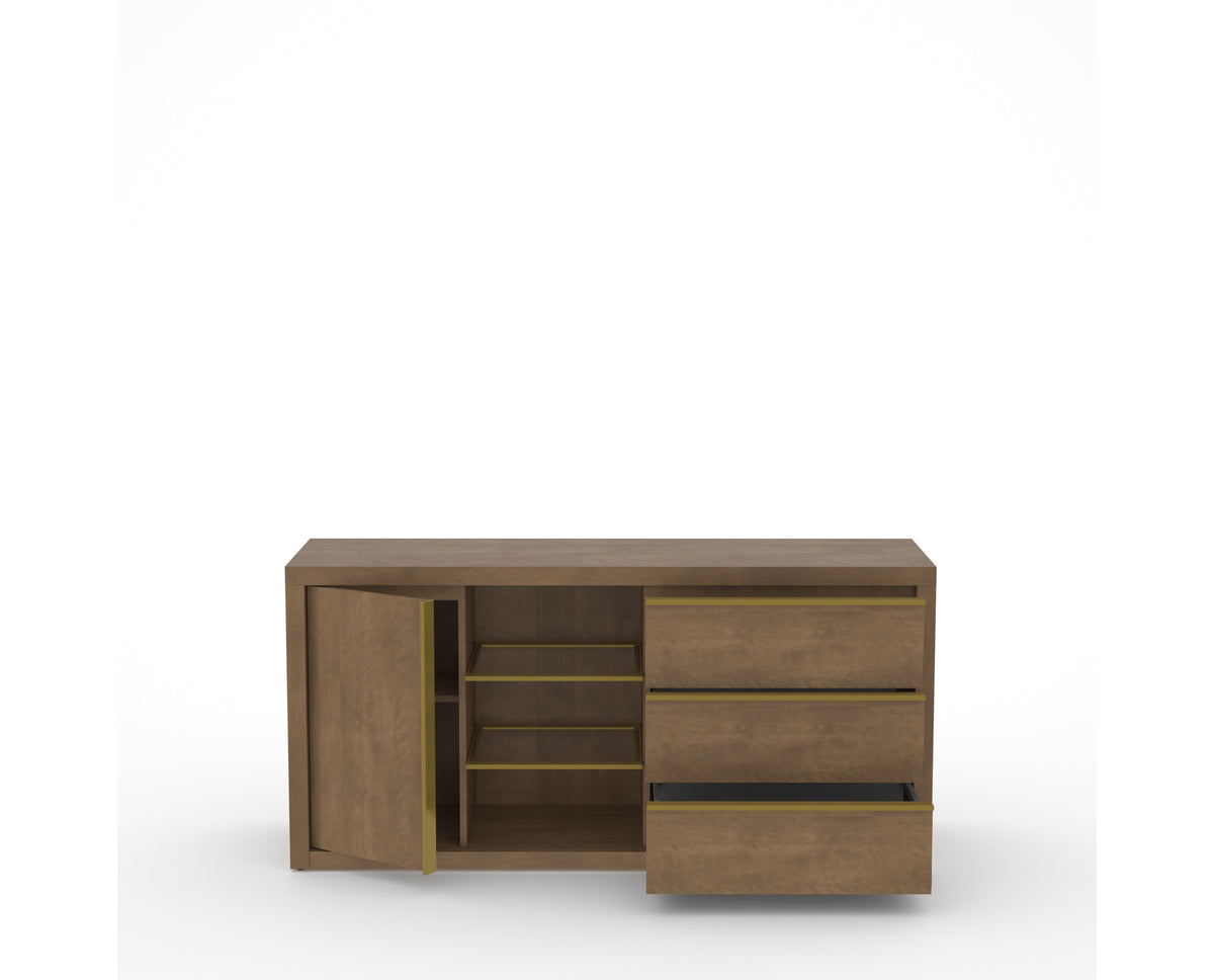Canadel Modern Linear Buffet in Pecan Washed, open view