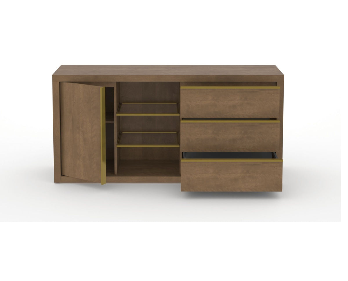 Canadel Modern Linear Buffet in Pecan Washed, open view