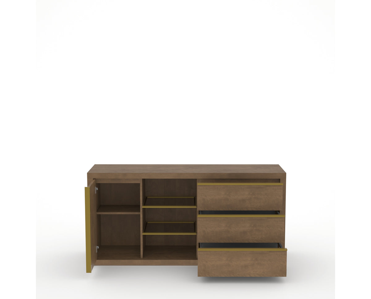 Canadel Modern Linear Buffet in Pecan Washed, fully open view