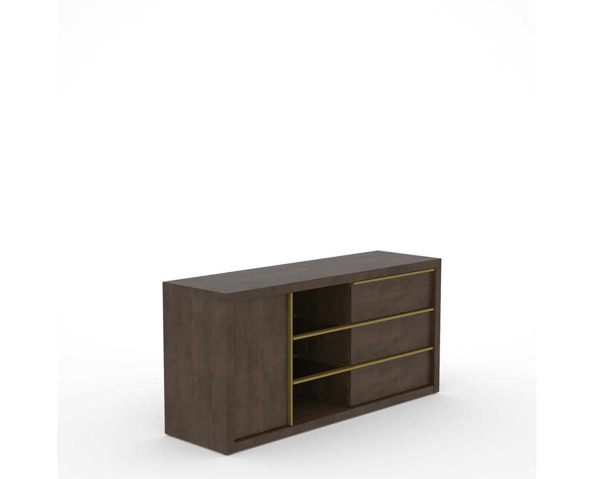 Canadel Modern Linear Buffet in Hazelnut Washed, three-quarter view