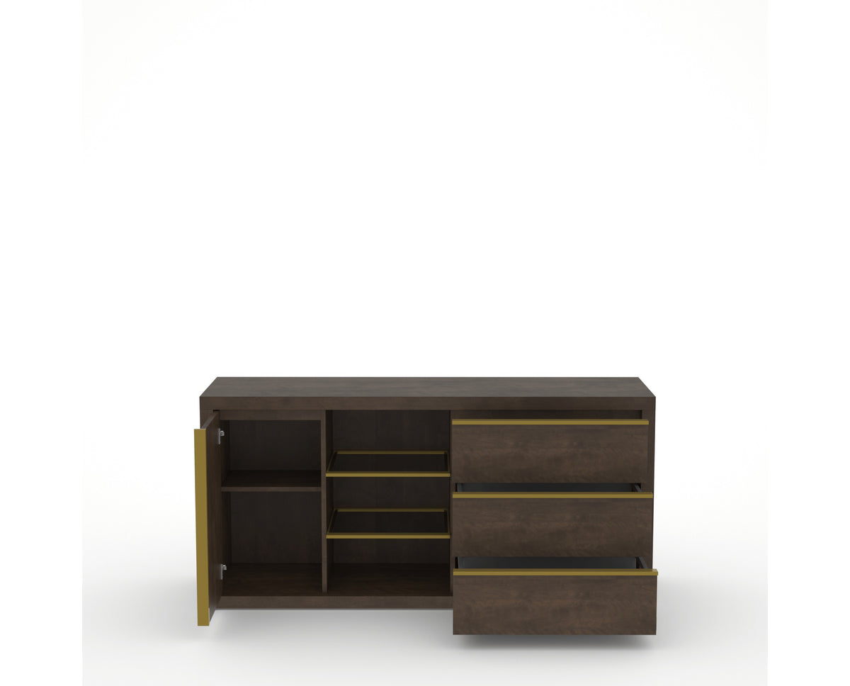 Canadel Modern Linear Buffet in Hazelnut Washed, fully open view