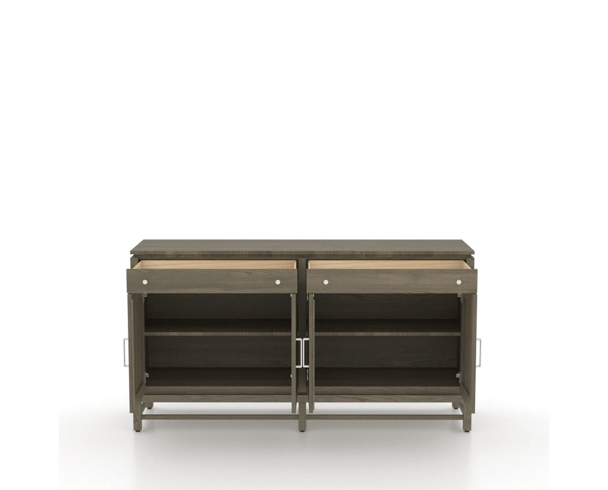 Canadel Plinth Buffet in Shadow, fully open view