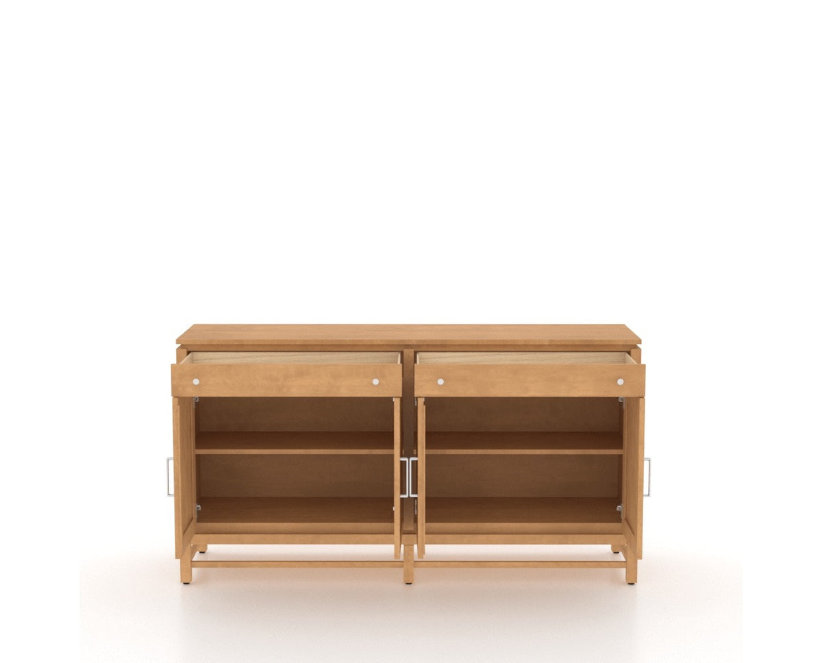 Canadel Plinth Buffet in Caramel Washed, fully open view
