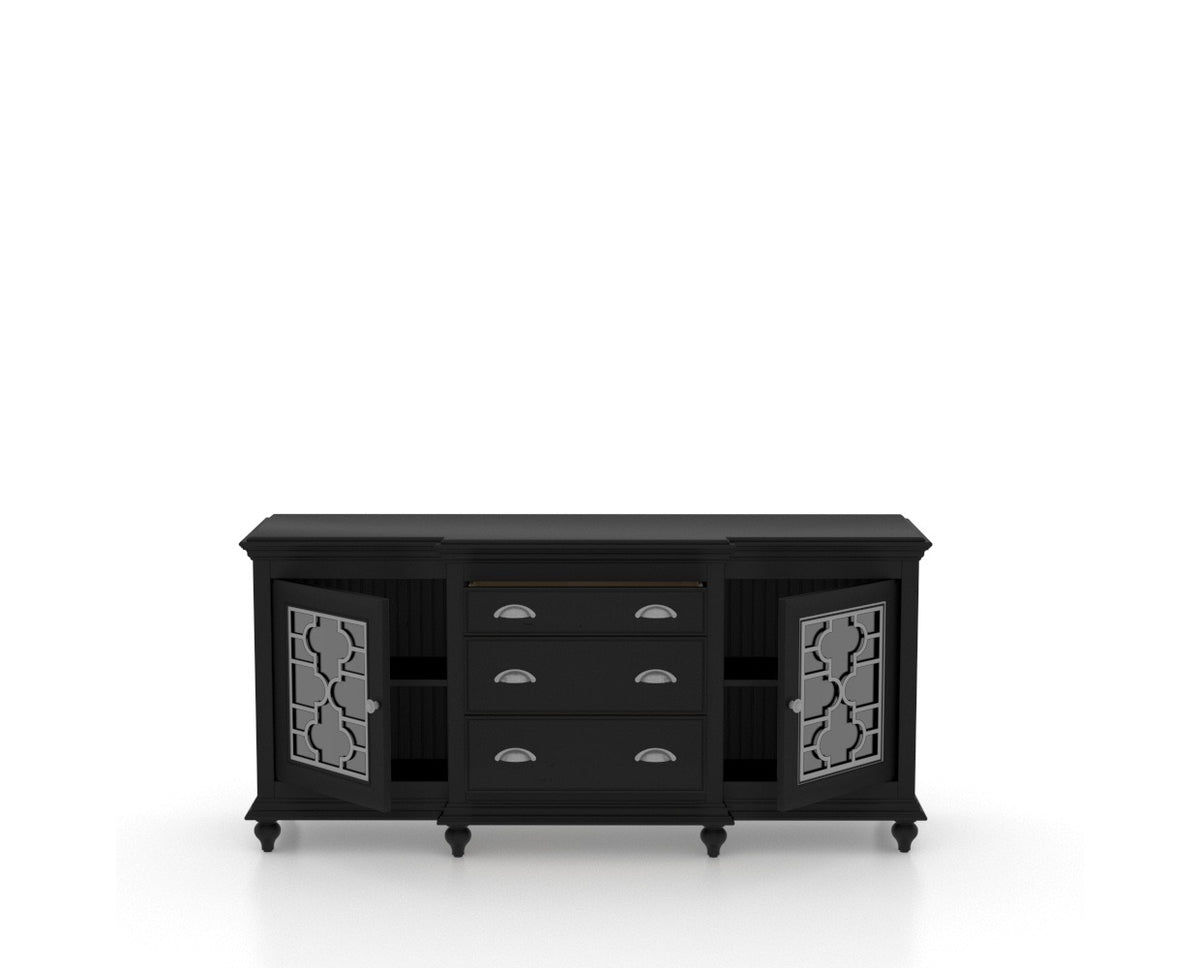 Canadel Farmhouse Buffet 6932 in Midnight Black Washed, open view