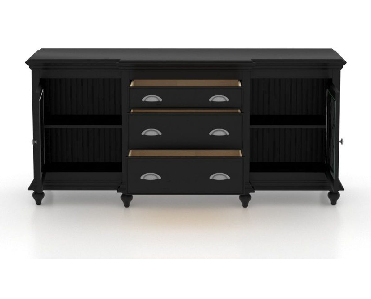 Canadel Buffet 6932 in Midnight Black Washed, fully open view
